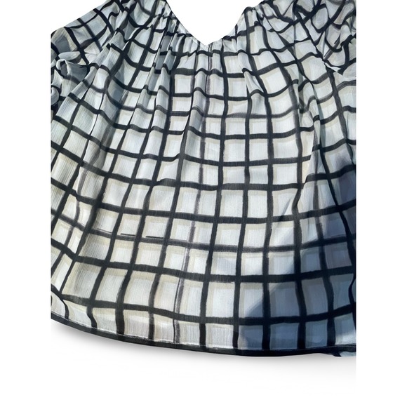 Calvin Klein Women's Sheer Grid Print V Neck Long Sleeve Blouse Top Size S - Picture 5 of 6